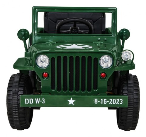 Autko Wojskowe Retro dla dzieci Zielony + Napęd 4x4 + Pilot + 2 Bagażniki + Wolny Start + MP3 LED Autko Wojskowe Retro dla dzieci Zielony + Napęd 4x4 + Pilot + 2 Bagażniki + Wolny Start + MP3 LED