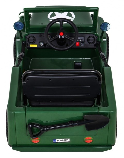 Autko Wojskowe Retro dla dzieci Zielony + Napęd 4x4 + Pilot + 2 Bagażniki + Wolny Start + MP3 LED Autko Wojskowe Retro dla dzieci Zielony + Napęd 4x4 + Pilot + 2 Bagażniki + Wolny Start + MP3 LED
