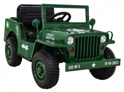 Autko Wojskowe Retro dla dzieci Zielony + Napęd 4x4 + Pilot + 2 Bagażniki + Wolny Start + MP3 LED Autko Wojskowe Retro dla dzieci Zielony + Napęd 4x4 + Pilot + 2 Bagażniki + Wolny Start + MP3 LED