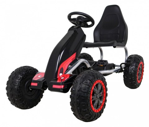 Duży Gokart Strong na pedały dla dzieci Czarny + Obciążenie 100 kg + Koła EVA + Hamulec ręczny + Sportowy fotel Duży Gokart Strong na pedały dla dzieci Czarny + Obciążenie 100 kg + Koła EVA + Hamulec ręczny + Sportowy fotel