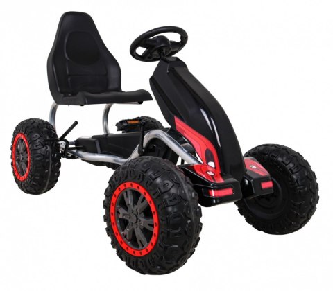 Duży Gokart Strong na pedały dla dzieci Czarny + Obciążenie 100 kg + Koła EVA + Hamulec ręczny + Sportowy fotel Duży Gokart Strong na pedały dla dzieci Czarny + Obciążenie 100 kg + Koła EVA + Hamulec ręczny + Sportowy fotel