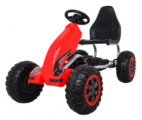 Duży Gokart Strong na pedały dla dzieci Czerwony + Obciążenie 100 kg + Koła EVA + Hamulec ręczny + Sportowy fotel Duży Gokart Strong na pedały dla dzieci Czerwony + Obciążenie 100 kg + Koła EVA + Hamulec ręczny + Sportowy fotel