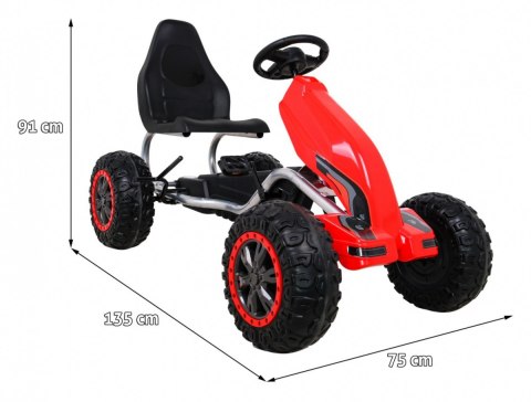 Duży Gokart Strong na pedały dla dzieci Czerwony + Obciążenie 100 kg + Koła EVA + Hamulec ręczny + Sportowy fotel Duży Gokart Strong na pedały dla dzieci Czerwony + Obciążenie 100 kg + Koła EVA + Hamulec ręczny + Sportowy fotel