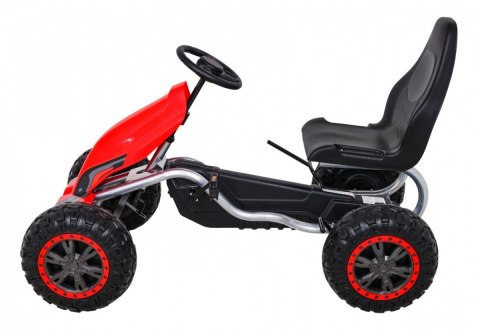 Duży Gokart Strong na pedały dla dzieci Czerwony + Obciążenie 100 kg + Koła EVA + Hamulec ręczny + Sportowy fotel Duży Gokart Strong na pedały dla dzieci Czerwony + Obciążenie 100 kg + Koła EVA + Hamulec ręczny + Sportowy fotel