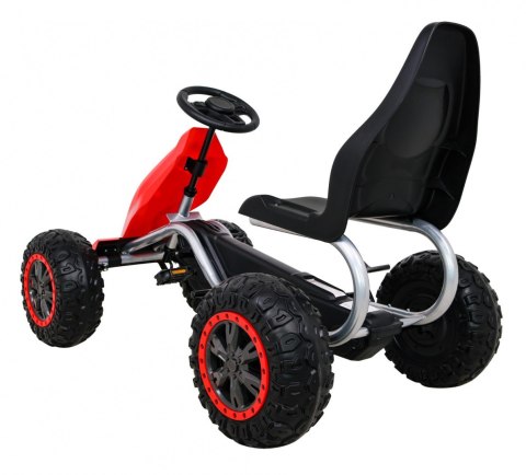 Duży Gokart Strong na pedały dla dzieci Czerwony + Obciążenie 100 kg + Koła EVA + Hamulec ręczny + Sportowy fotel Duży Gokart Strong na pedały dla dzieci Czerwony + Obciążenie 100 kg + Koła EVA + Hamulec ręczny + Sportowy fotel