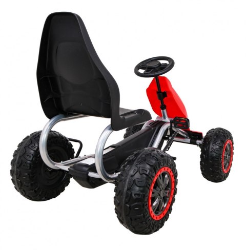 Duży Gokart Strong na pedały dla dzieci Czerwony + Obciążenie 100 kg + Koła EVA + Hamulec ręczny + Sportowy fotel Duży Gokart Strong na pedały dla dzieci Czerwony + Obciążenie 100 kg + Koła EVA + Hamulec ręczny + Sportowy fotel