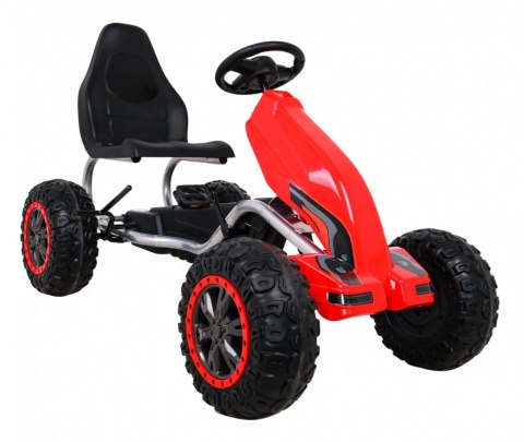 Duży Gokart Strong na pedały dla dzieci Czerwony + Obciążenie 100 kg + Koła EVA + Hamulec ręczny + Sportowy fotel Duży Gokart Strong na pedały dla dzieci Czerwony + Obciążenie 100 kg + Koła EVA + Hamulec ręczny + Sportowy fotel
