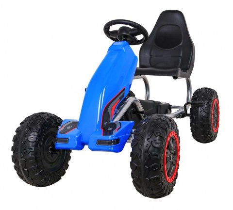 Duży Gokart Strong na pedały dla dzieci Niebieski + Obciążenie 100 kg + Koła EVA + Hamulec ręczny + Sportowy fotel Duży Gokart Strong na pedały dla dzieci Niebieski + Obciążenie 100 kg + Koła EVA + Hamulec ręczny + Sportowy fotel