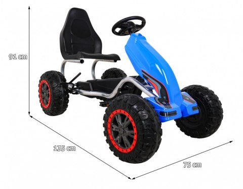 Duży Gokart Strong na pedały dla dzieci Niebieski + Obciążenie 100 kg + Koła EVA + Hamulec ręczny + Sportowy fotel Duży Gokart Strong na pedały dla dzieci Niebieski + Obciążenie 100 kg + Koła EVA + Hamulec ręczny + Sportowy fotel