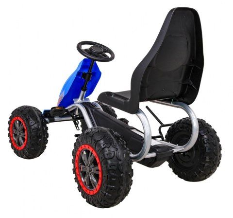 Duży Gokart Strong na pedały dla dzieci Niebieski + Obciążenie 100 kg + Koła EVA + Hamulec ręczny + Sportowy fotel Duży Gokart Strong na pedały dla dzieci Niebieski + Obciążenie 100 kg + Koła EVA + Hamulec ręczny + Sportowy fotel