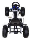 Duży Gokart Strong na pedały dla dzieci Niebieski + Obciążenie 100 kg + Koła EVA + Hamulec ręczny + Sportowy fotel