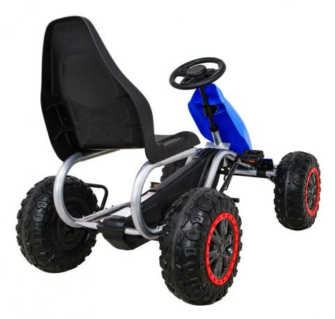 Duży Gokart Strong na pedały dla dzieci Niebieski + Obciążenie 100 kg + Koła EVA + Hamulec ręczny + Sportowy fotel Duży Gokart Strong na pedały dla dzieci Niebieski + Obciążenie 100 kg + Koła EVA + Hamulec ręczny + Sportowy fotel