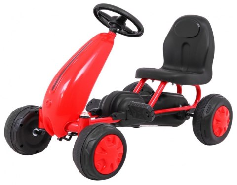 Pierwszy Gokart na pedały dla najmłodszych Czerwony + Napęd łańcuchowy + Koła z gumą Pierwszy Gokart na pedały dla najmłodszych Czerwony + Napęd łańcuchowy + Koła z gumą