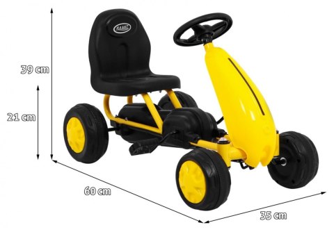 Pierwszy Gokart na pedały dla najmłodszych Żółty + Napęd łańcuchowy + Koła z gumą Pierwszy Gokart na pedały dla najmłodszych Żółty + Napęd łańcuchowy + Koła z gumą
