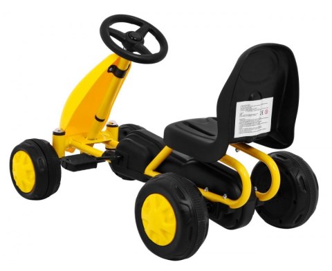 Pierwszy Gokart na pedały dla najmłodszych Żółty + Napęd łańcuchowy + Koła z gumą Pierwszy Gokart na pedały dla najmłodszych Żółty + Napęd łańcuchowy + Koła z gumą