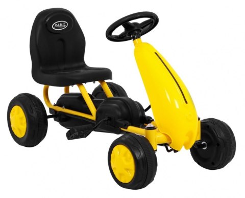 Pierwszy Gokart na pedały dla najmłodszych Żółty + Napęd łańcuchowy + Koła z gumą Pierwszy Gokart na pedały dla najmłodszych Żółty + Napęd łańcuchowy + Koła z gumą