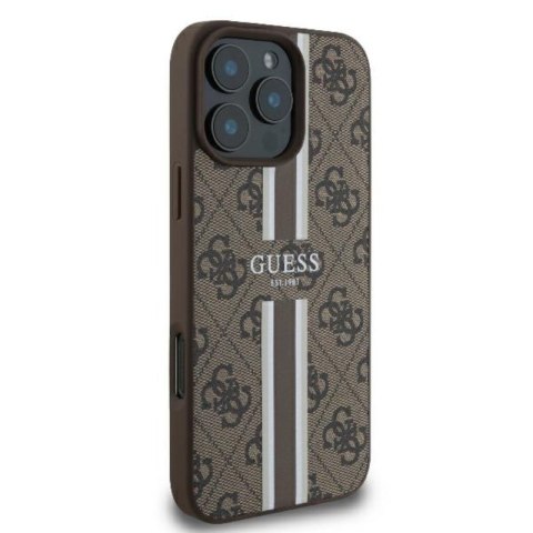 Guess 4G Printed Stripes MagSafe - Etui iPhone 16 Pro (brązowy) Guess 4G Printed Stripes MagSafe - Etui iPhone 16 Pro (brązowy)