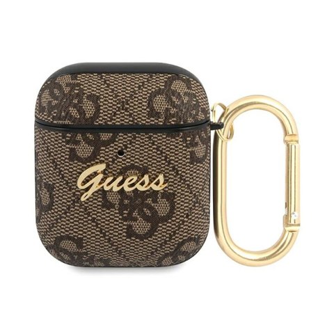 Guess 4G Script Metal Collection- Etui AirPods 1/2 gen (brązowy) Guess 4G Script Metal Collection- Etui AirPods 1/2 gen (brązowy)