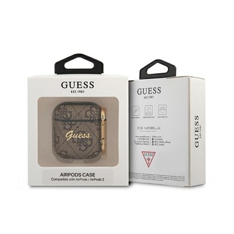 Guess 4G Script Metal Collection- Etui AirPods 1/2 gen (brązowy) Guess 4G Script Metal Collection- Etui AirPods 1/2 gen (brązowy)