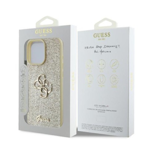 Guess Fixed Glitter Big 4G - Etui iPhone 16 Pro (złoty) Guess Fixed Glitter Big 4G - Etui iPhone 16 Pro (złoty)