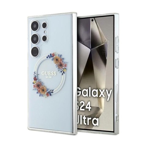 Guess IML Flowers Wreath MagSafe - Etui Samsung Galaxy S24 Ultra (przezroczysty) Guess IML Flowers Wreath MagSafe - Etui Samsung Galaxy S24 Ultra (przezroczysty)