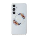 Guess IML Flowers Wreath MagSafe - Etui Samsung Galaxy S24+ (przezroczysty)