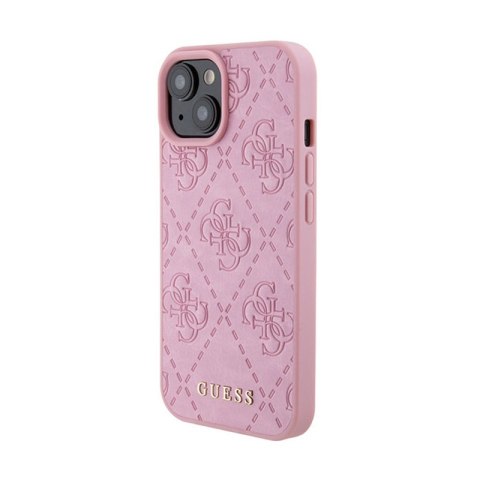 Guess Leather 4G Stamped - Etui iPhone 15 (różowy) Guess Leather 4G Stamped - Etui iPhone 15 (różowy)