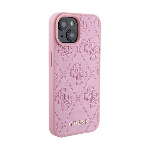 Guess Leather 4G Stamped - Etui iPhone 15 (różowy) Guess Leather 4G Stamped - Etui iPhone 15 (różowy)