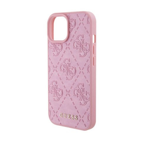 Guess Leather 4G Stamped - Etui iPhone 15 (różowy) Guess Leather 4G Stamped - Etui iPhone 15 (różowy)