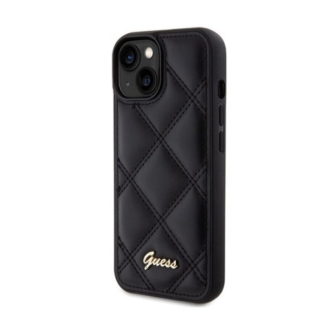 Guess Quilted Metal Logo - Etui iPhone 15 (czarny) Guess Quilted Metal Logo - Etui iPhone 15 (czarny)