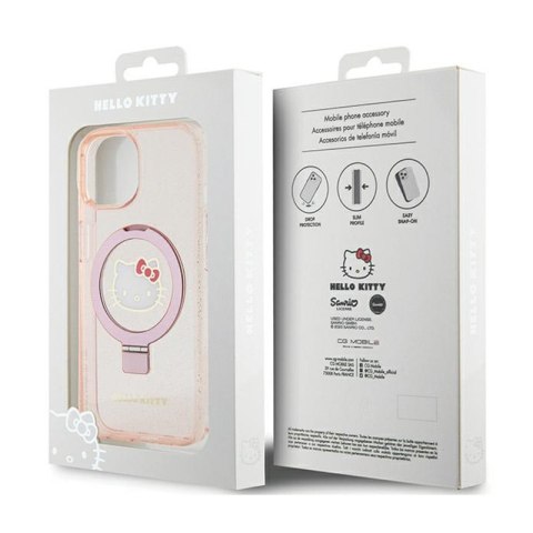 Hello Kitty Ring Stand Glitter Electrop Logo MagSafe - Etui iPhone 15 / 14 / 13 (różowy) Hello Kitty Ring Stand Glitter Electrop Logo MagSafe - Etui iPhone 15 / 14 / 13 (różowy)