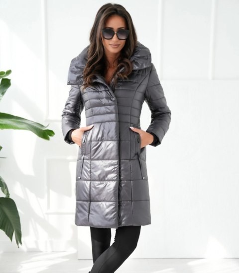 Długi elegancki pikowany płaszcz damski ocieplany AMELIA (Fioletowy) 38 Długi elegancki pikowany płaszcz damski ocieplany AMELIA (Fioletowy) 38
