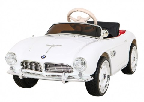 Autko BMW 507 Retro elektryczne dla dzieci Biały + Audio LED + Pilot + Ekoskóra + EVA + Wolny Start Autko BMW 507 Retro elektryczne dla dzieci Biały + Audio LED + Pilot + Ekoskóra + EVA + Wolny Start