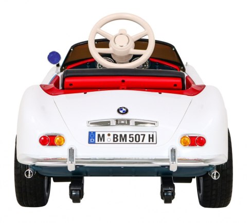Autko BMW 507 Retro elektryczne dla dzieci Biały + Audio LED + Pilot + Ekoskóra + EVA + Wolny Start Autko BMW 507 Retro elektryczne dla dzieci Biały + Audio LED + Pilot + Ekoskóra + EVA + Wolny Start