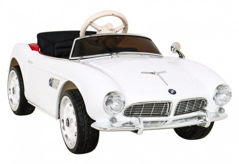 Autko BMW 507 Retro elektryczne dla dzieci Biały + Audio LED + Pilot + Ekoskóra + EVA + Wolny Start Autko BMW 507 Retro elektryczne dla dzieci Biały + Audio LED + Pilot + Ekoskóra + EVA + Wolny Start