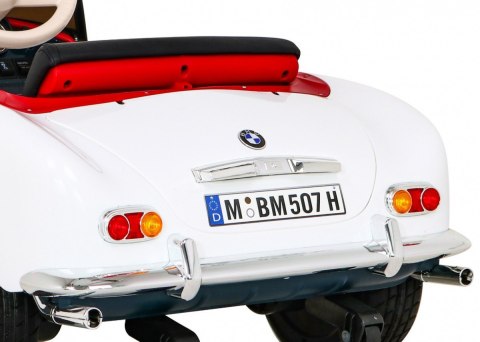 Autko BMW 507 Retro elektryczne dla dzieci Biały + Audio LED + Pilot + Ekoskóra + EVA + Wolny Start Autko BMW 507 Retro elektryczne dla dzieci Biały + Audio LED + Pilot + Ekoskóra + EVA + Wolny Start