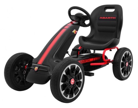 Gokart ABARTH na pedały dla dzieci Czarny + Koła EVA + Hamulec ręczny + Wolny bieg Gokart ABARTH na pedały dla dzieci Czarny + Koła EVA + Hamulec ręczny + Wolny bieg