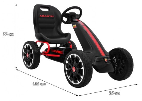 Gokart ABARTH na pedały dla dzieci Czarny + Koła EVA + Hamulec ręczny + Wolny bieg Gokart ABARTH na pedały dla dzieci Czarny + Koła EVA + Hamulec ręczny + Wolny bieg