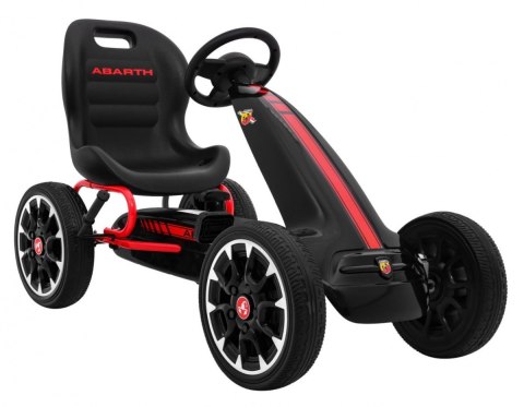 Gokart ABARTH na pedały dla dzieci Czarny + Koła EVA + Hamulec ręczny + Wolny bieg Gokart ABARTH na pedały dla dzieci Czarny + Koła EVA + Hamulec ręczny + Wolny bieg