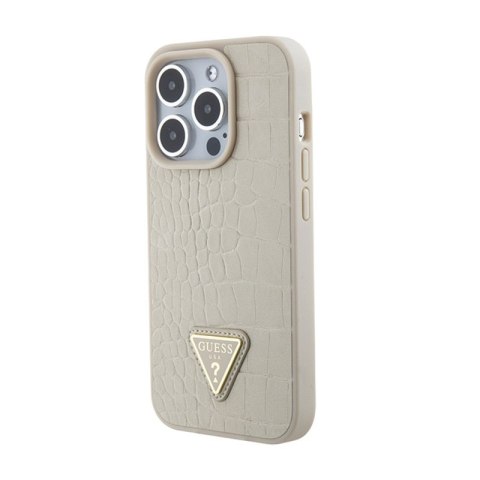 Guess Croco Triangle Metal Logo - Etui iPhone 15 Pro Max (złoty) Guess Croco Triangle Metal Logo - Etui iPhone 15 Pro Max (złoty)