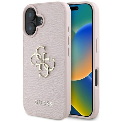 Guess Grained Big 4G Logo Small Classic Logo - Etui do iPhone 16 (różowy) Guess Grained Big 4G Logo Small Classic Logo - Etui do iPhone 16 (różowy)