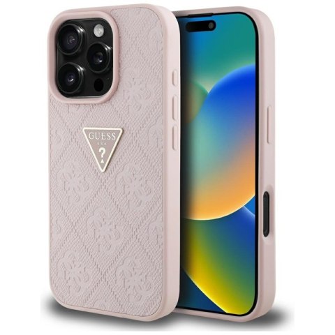 Guess Hot Stamp 4G Pattern Triangle Metal Logo - Etui do iPhone 16 Pro Max (różowy) Guess Hot Stamp 4G Pattern Triangle Metal Logo - Etui do iPhone 16 Pro Max (różowy)