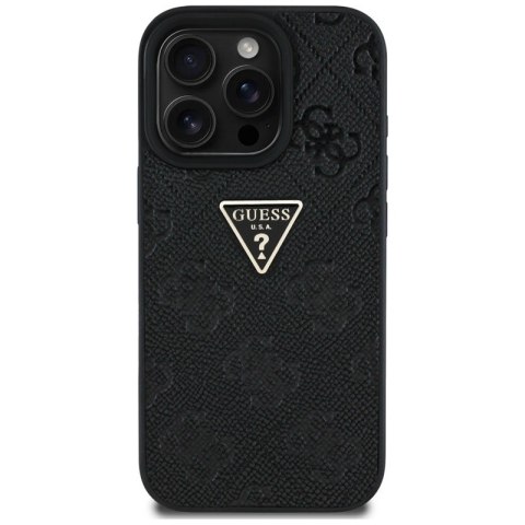 Guess Hot Stamp 4G Pattern Triangle Metal Logo - Etui do iPhone 16 Pro (czarny) Guess Hot Stamp 4G Pattern Triangle Metal Logo - Etui do iPhone 16 Pro (czarny)