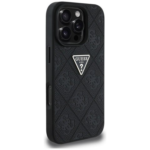 Guess Hot Stamp 4G Pattern Triangle Metal Logo - Etui do iPhone 16 Pro (czarny) Guess Hot Stamp 4G Pattern Triangle Metal Logo - Etui do iPhone 16 Pro (czarny)