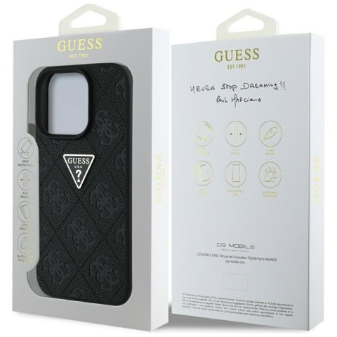 Guess Hot Stamp 4G Pattern Triangle Metal Logo - Etui do iPhone 16 Pro (czarny) Guess Hot Stamp 4G Pattern Triangle Metal Logo - Etui do iPhone 16 Pro (czarny)