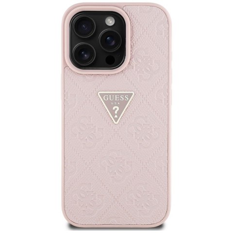 Guess Hot Stamp 4G Pattern Triangle Metal Logo - Etui do iPhone 16 Pro (różowy) Guess Hot Stamp 4G Pattern Triangle Metal Logo - Etui do iPhone 16 Pro (różowy)