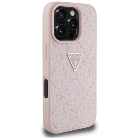 Guess Hot Stamp 4G Pattern Triangle Metal Logo - Etui do iPhone 16 Pro (różowy) Guess Hot Stamp 4G Pattern Triangle Metal Logo - Etui do iPhone 16 Pro (różowy)