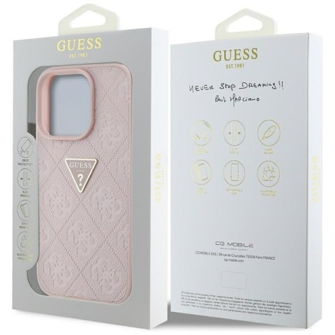 Guess Hot Stamp 4G Pattern Triangle Metal Logo - Etui do iPhone 16 Pro (różowy) Guess Hot Stamp 4G Pattern Triangle Metal Logo - Etui do iPhone 16 Pro (różowy)