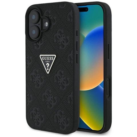 Guess Hot Stamp 4G Pattern Triangle Metal Logo - Etui do iPhone 16 (czarny) Guess Hot Stamp 4G Pattern Triangle Metal Logo - Etui do iPhone 16 (czarny)