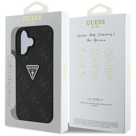 Guess Hot Stamp 4G Pattern Triangle Metal Logo - Etui do iPhone 16 (czarny) Guess Hot Stamp 4G Pattern Triangle Metal Logo - Etui do iPhone 16 (czarny)